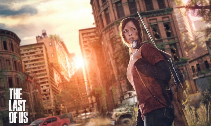 Ellie from The Last of Us in a ruined city