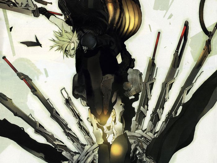 Cloud Strife from Final Fantasy VII with swords