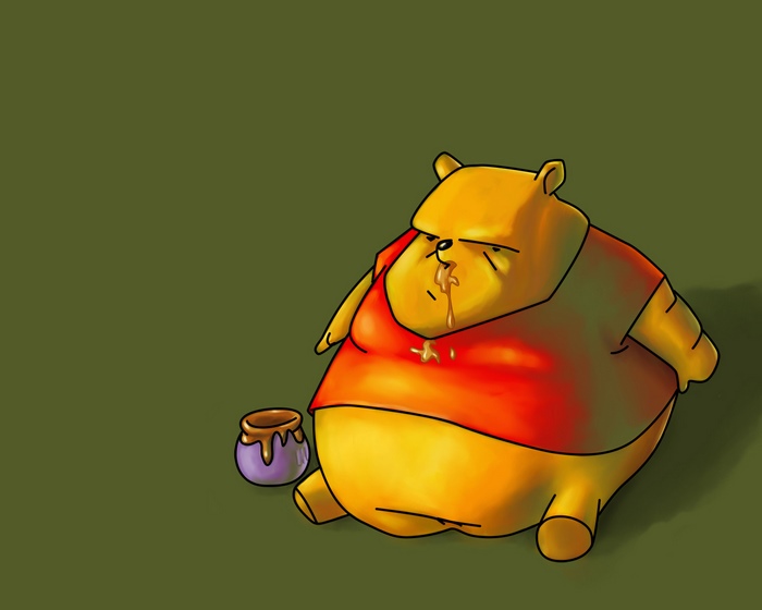 Winnie the Pooh with a pot of honey