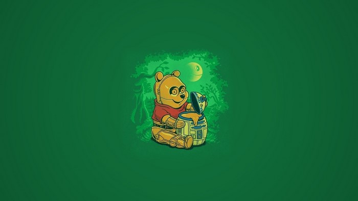 Winnie the Pooh as C-3PO with R2-D2