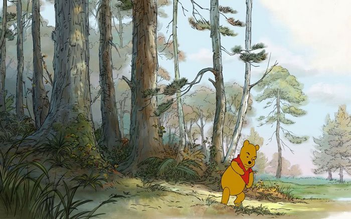 Winnie the Pooh in a forest