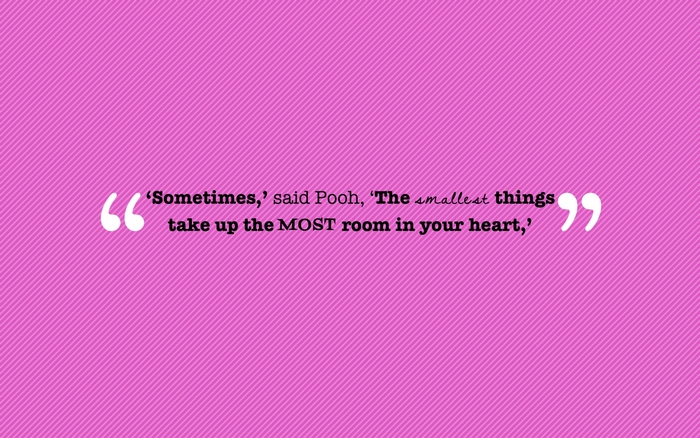 Winnie the Pooh quote on pink background