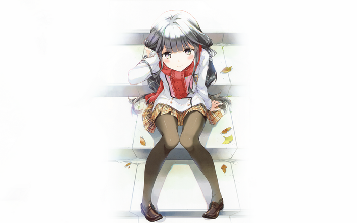 Aki Adagaki sitting on stairs