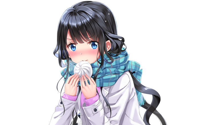 Aki Adagaki eating a steamed bun