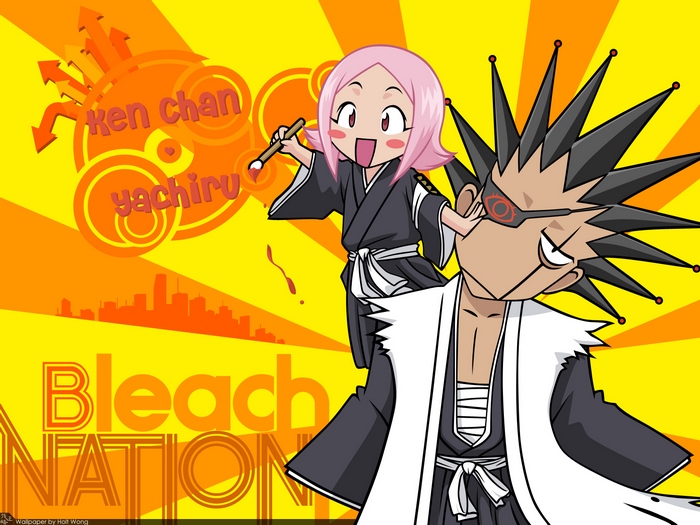 Yachiru Kusajishi and Kenpachi Zaraki from Bleach