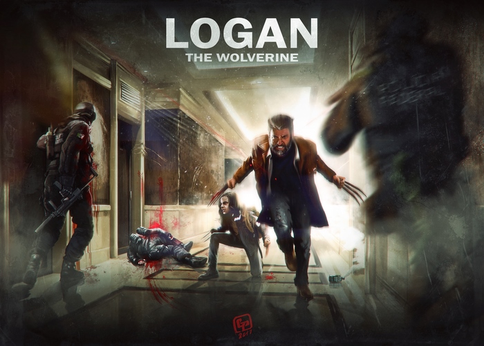 Logan and X-23 fighting in a hallway