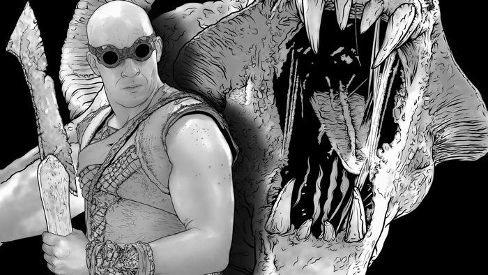 Riddick with a creature's mouth