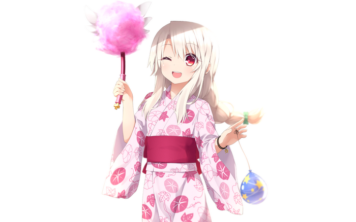 Illyasviel Von Einzbern with cotton candy and yo-yo