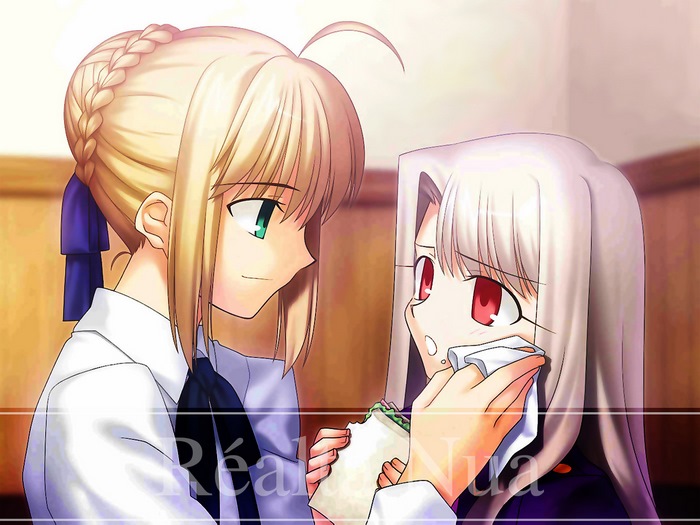 Illyasviel von Einzbern and Saber from Fate/stay night