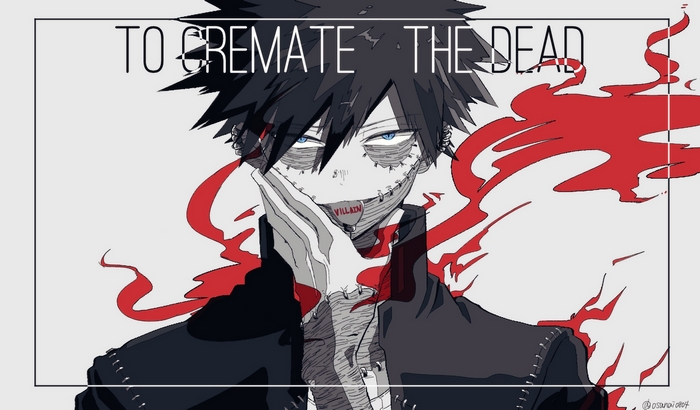 Dabi from Boku No Hero Academia with text