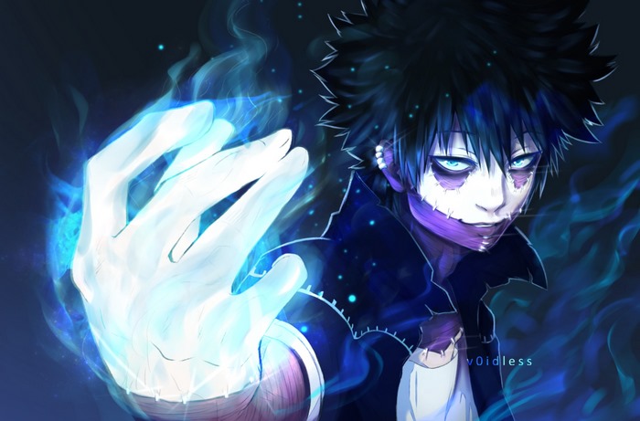 Dabi from My Hero Academia with blue flames