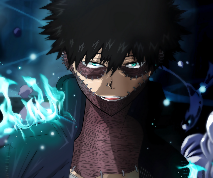 Dabi from My Hero Academia with blue flames