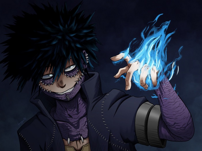 Dabi from My Hero Academia with blue flames