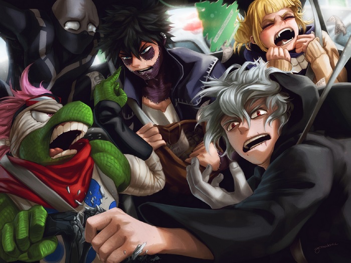 Villains from My Hero Academia in a car