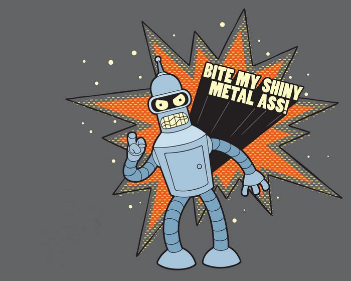 Bender from Futurama with text bubble