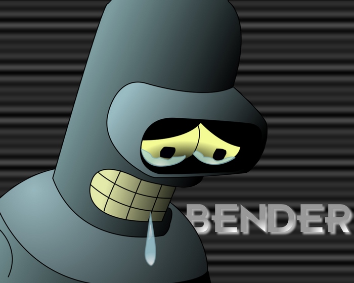Bender from Futurama crying