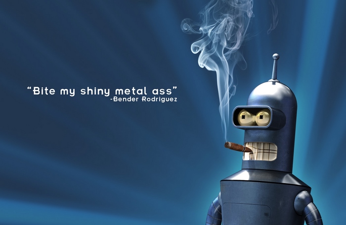 Bender Rodriguez from Futurama smoking