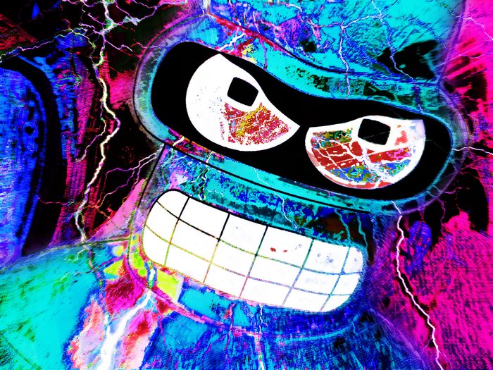Bender from Futurama, psychedelic art