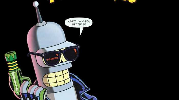 Bender from Futurama with a gun