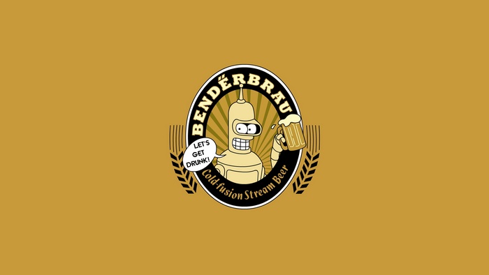 Bender from Futurama Benderbrau beer logo
