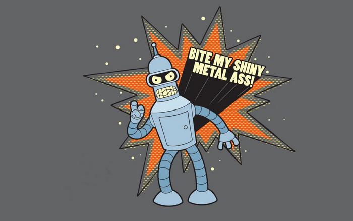 Bender from Futurama with text