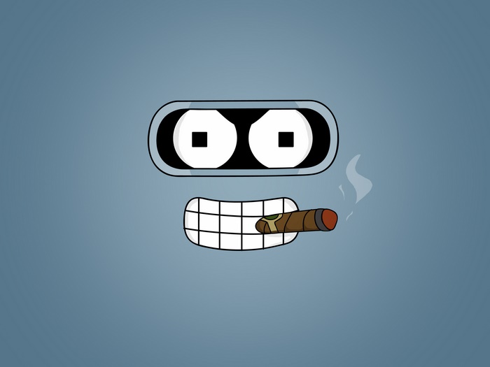 Bender from Futurama smoking a cigar