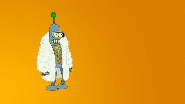 Bender from Futurama wearing jewelry