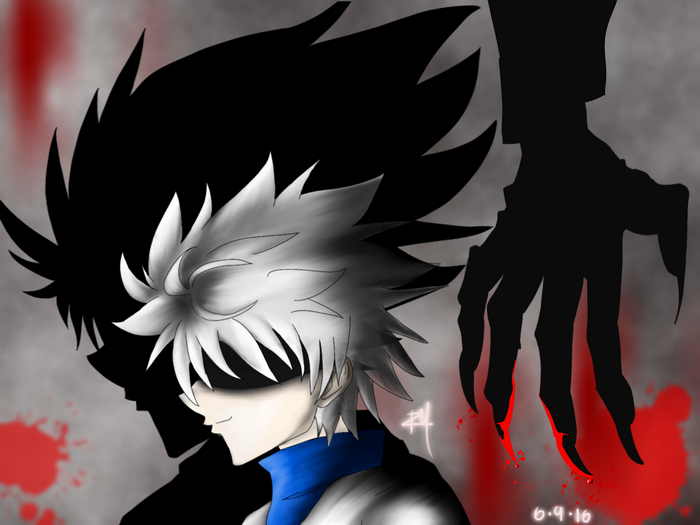 Killua Zoldyck from Hunter x Hunter with dark shadow