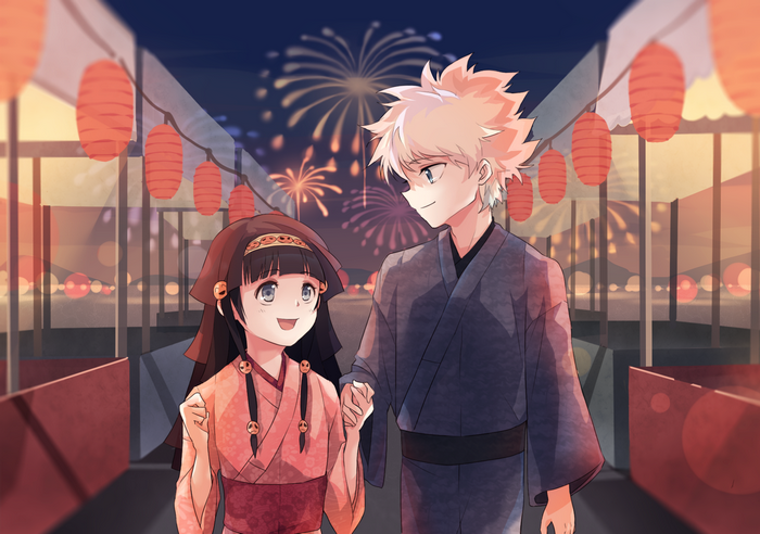 Alluka Zoldyck and Killua Zoldyck at a Festival