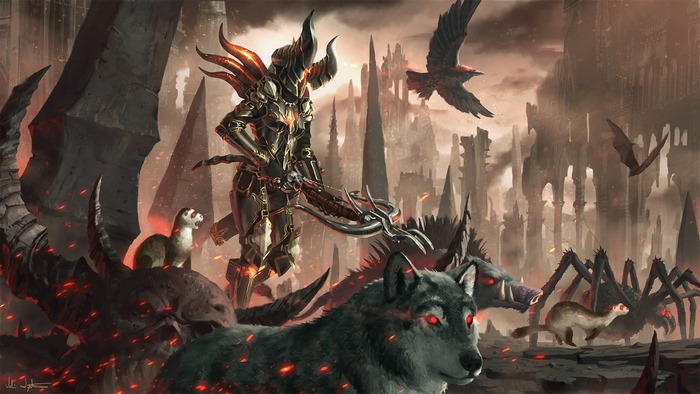 Demon Hunter from Diablo III with creatures