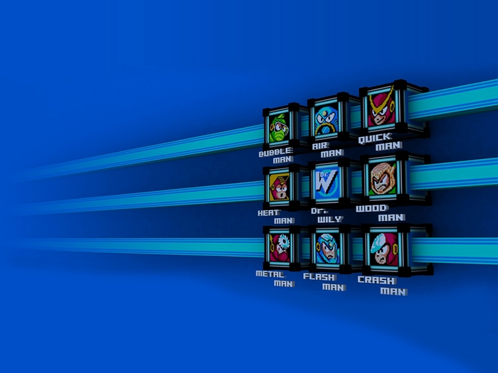 Mega Man characters displayed in cubes