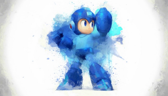 Mega Man in watercolor style