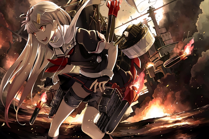 Yuudachi from Kancolle in battle