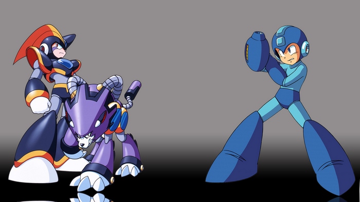 Mega Man and a Robot Wolf