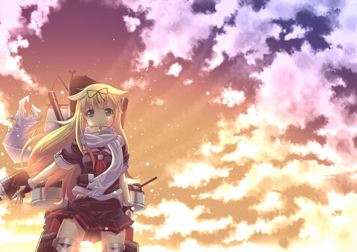 Yuudachi from Kancolle on a ship