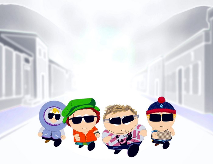 South Park characters walking down a street