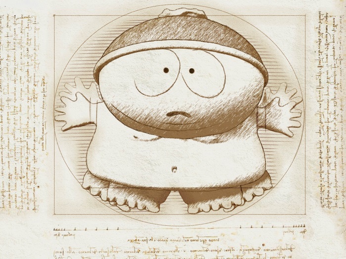 Eric Cartman in Vitruvian Man pose