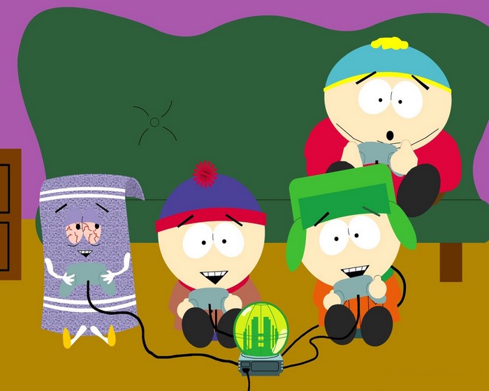 South Park characters playing video games