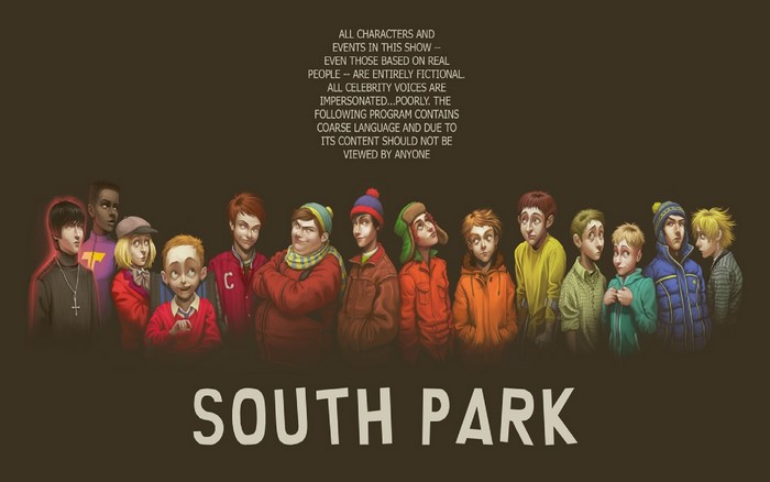 South Park characters with disclaimer and title