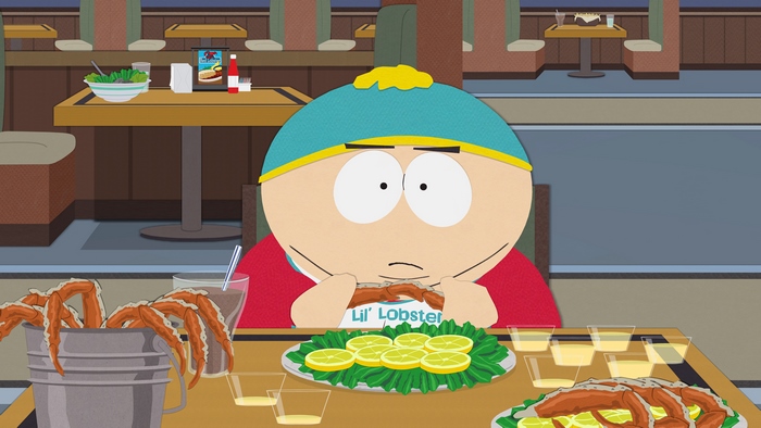 Eric Cartman eating lobster