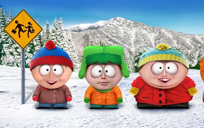 South Park characters in a snowy landscape