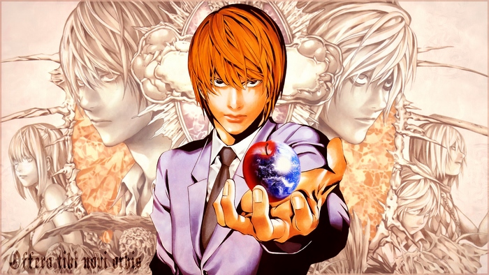 Light Yagami from Death Note holding the Earth