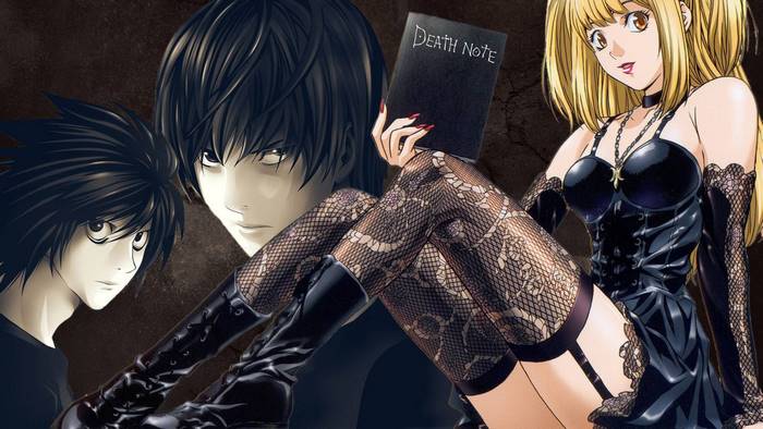 Death Note characters Light Yagami, L, and Misa Amane