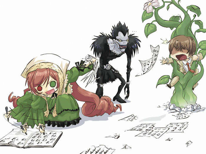 Ryuk and chibi Light Yagami from Death Note