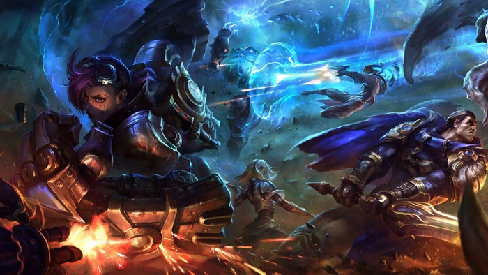 League of Legends characters in battle