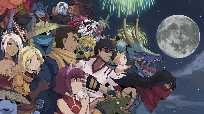 League of Legends characters celebrating with fireworks