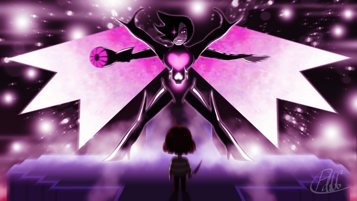 Mettaton EX and Frisk from Undertale