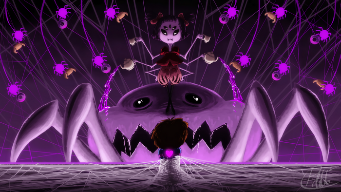 Frisk from Undertale with spiders