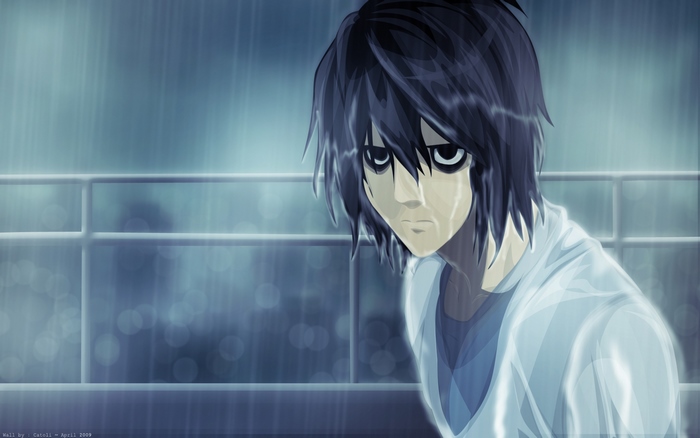 L from Death Note on a Rainy Night