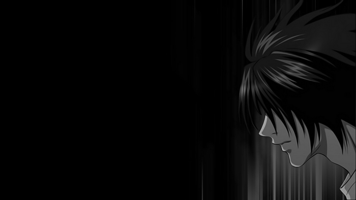 Silhouetted L from Death Note in Intense Moment